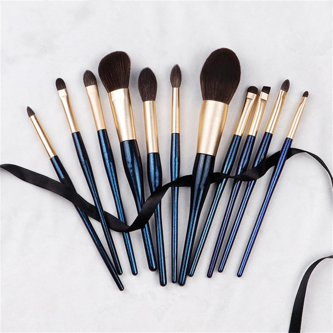 11 PCS Cosmetic Brush Set Includes Powder Brush Foundation Brush Eye Brush Lip Brush