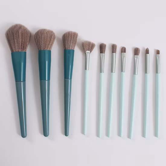 10PCS Make-Up Pinsel Set Lidschatten Pulver Grün Matte Holz Griff Concealer Kosmetische Augenbraue Schönheit Werkzeug