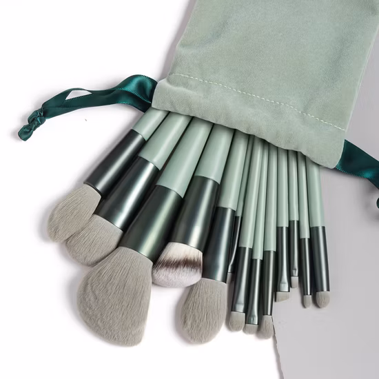 13-teiliges professionelles Make-up-Pinsel-Set, grüner Augenbrauenpinsel